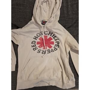 Y2K Style Red Hot Chili Peppers Hoodie Band Sweatshirt Sz L DistressedLogo Flaws
